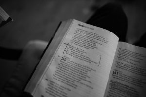 opened book with religious psalms